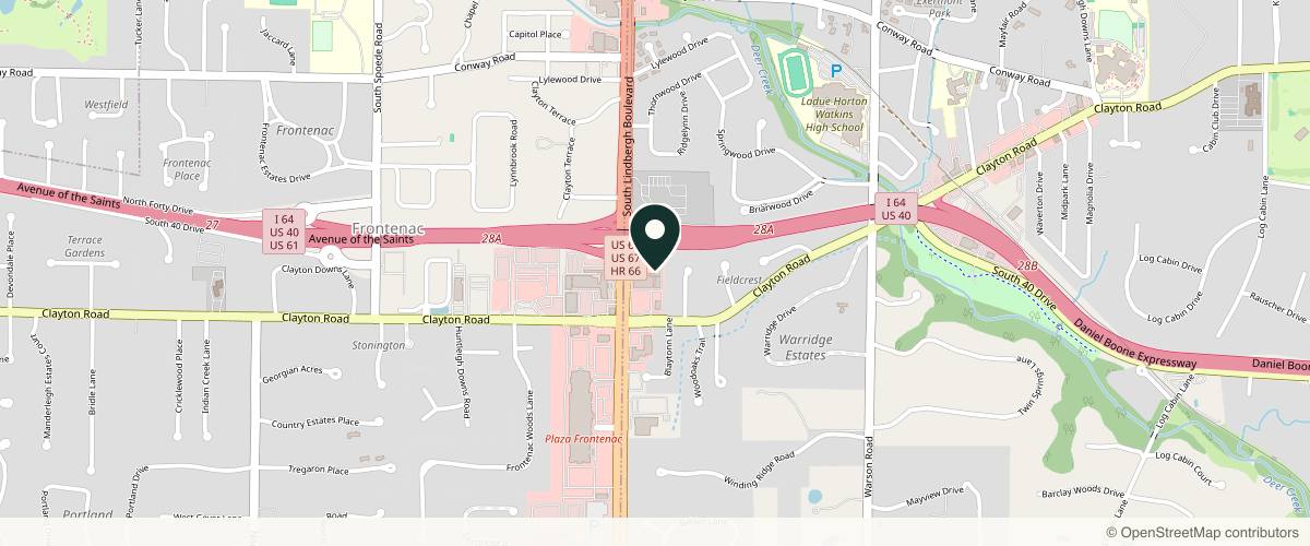 Map showing the exact location of Elizabeth A. Rancour, MD, FAAD at 10287 Clayton Rd Ste 360, Clayton, MO 63124