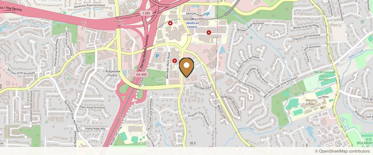 Map showing the exact location of ELLEMES Medical Spa at 5505 Peachtree Dunwoody Rd NE Ste 630, Atlanta, GA 30342, USA
