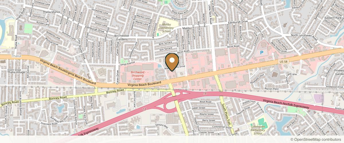 Map showing the exact location of Emily Anne Esthetics, LLC at 3636 Virginia Beach Blvd #110, Virginia Beach, VA 23452, USA