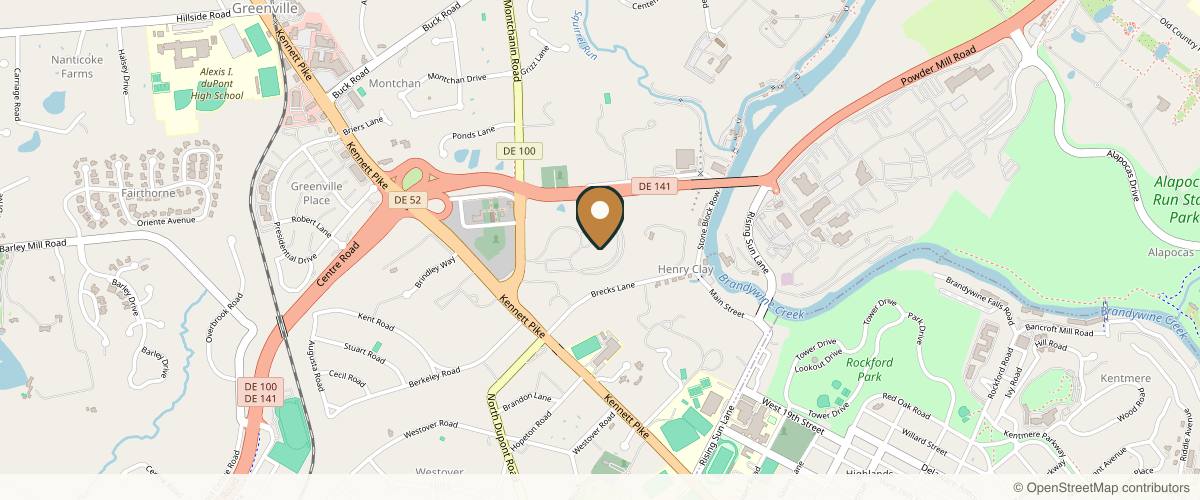 Map showing the exact location of Emily Rockwell Skin Clinic at 20 Montchanin Rd Suite 185, Wilmington, DE 19807, USA