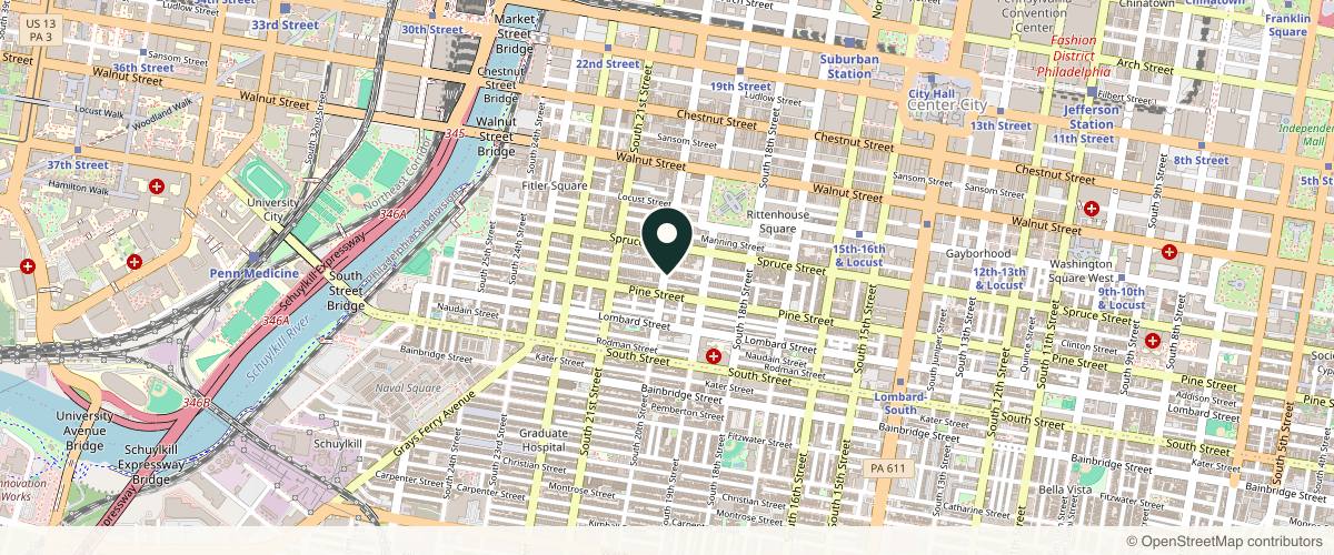 Map showing the exact location of EmmaMac Beauty at 333 S 20th St, Philadelphia, PA 19103, USA