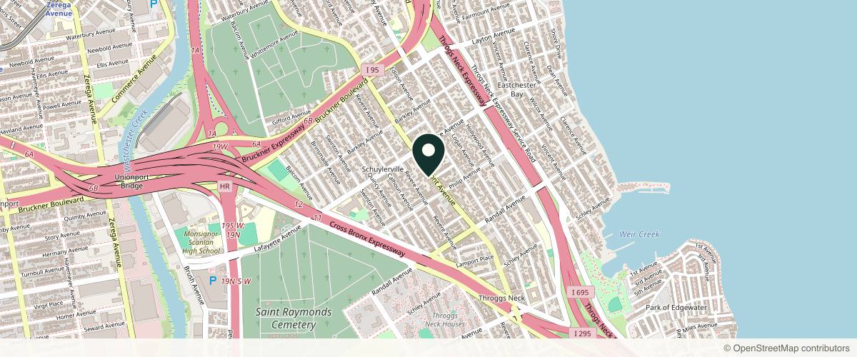 Map showing the exact location of Empress Aesthetics at 3612 E Tremont Ave, Bronx, NY 10465, USA