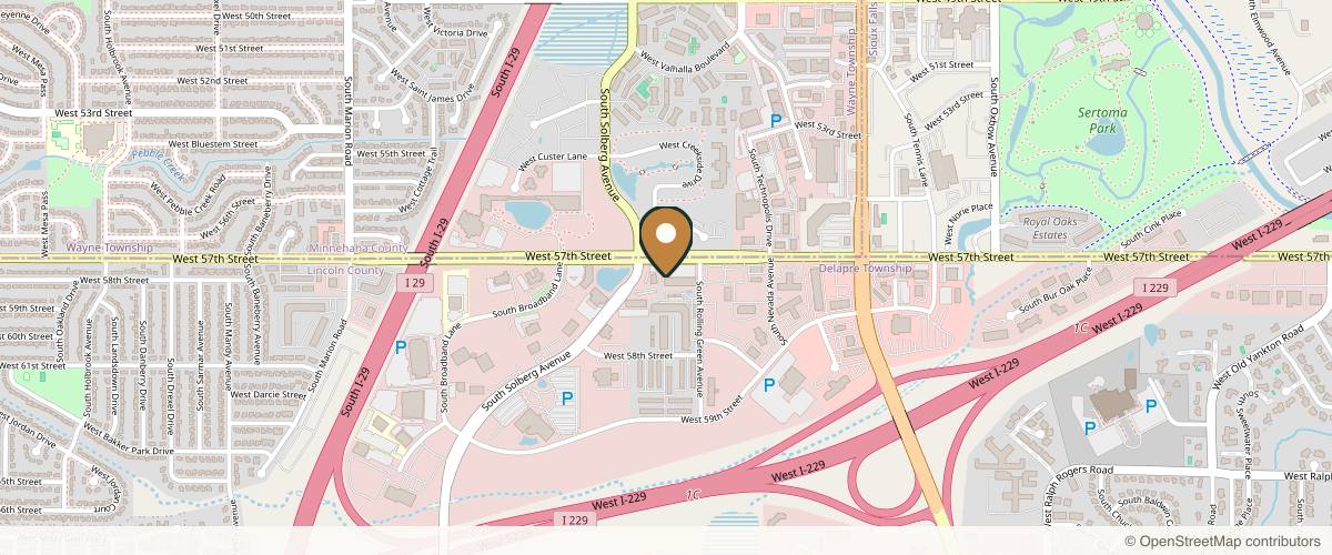 Map showing the exact location of Encompass Wellness & Aesthetics at 4301 W 57th St #160, Sioux Falls, SD 57108, USA