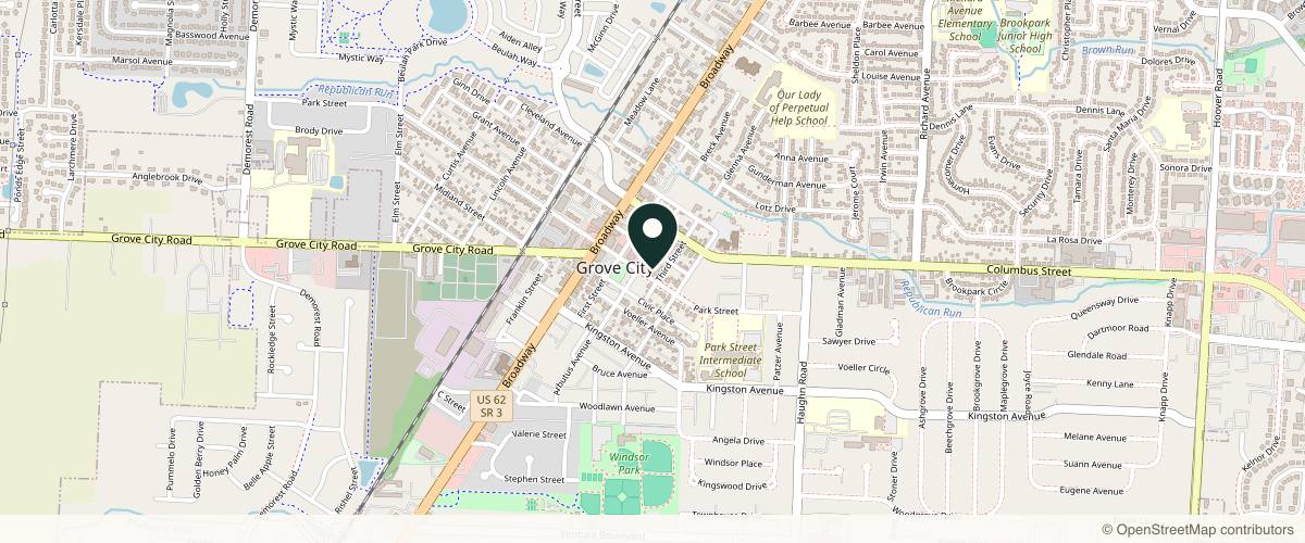 Map showing the exact location of Endure Aesthetics & Wellness at 3330 Park St Ste C, Grove City, OH 43123, USA