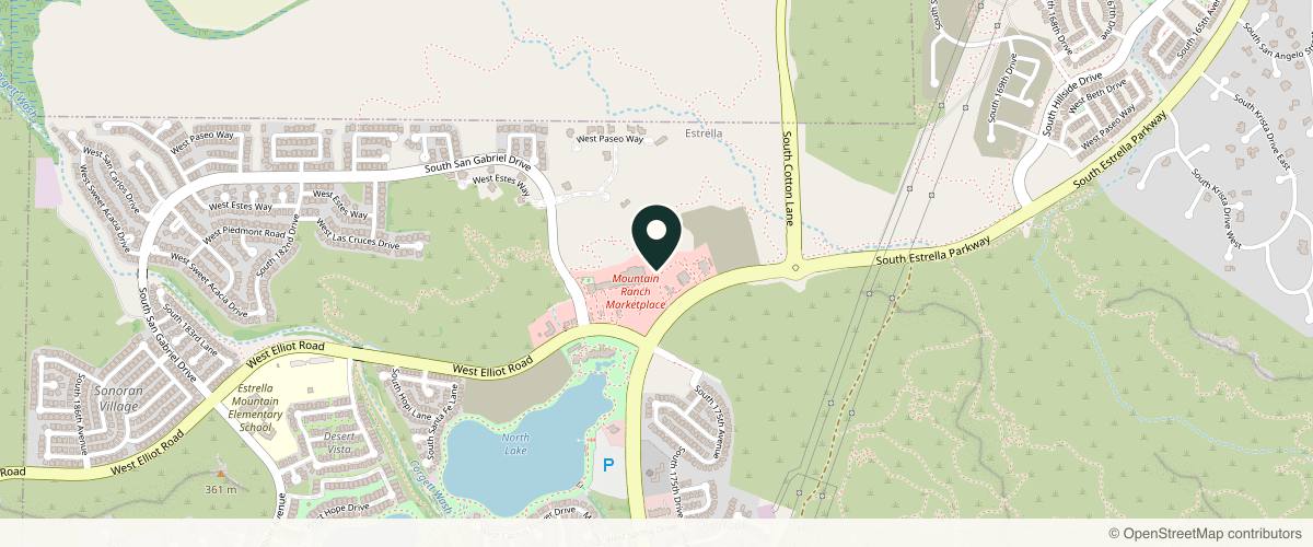 Map showing the exact location of Enhanced Beauty & Wellness at 9860 Estrella Pkwy B-125, Goodyear, AZ 85338, USA