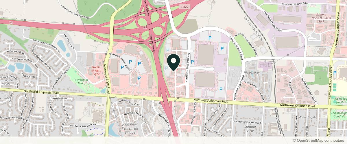 Map showing the exact location of Enhanced Reflections Med Spa at 840 NW Blue Pkwy Unit D Studio 125, Lee's Summit, MO 64086, USA