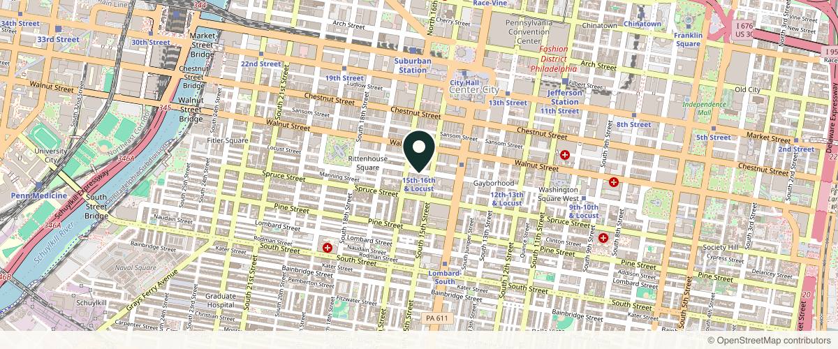 Map showing the exact location of Enigma Plastic Surgery at 1520 Locust St, Philadelphia, PA 19102, USA