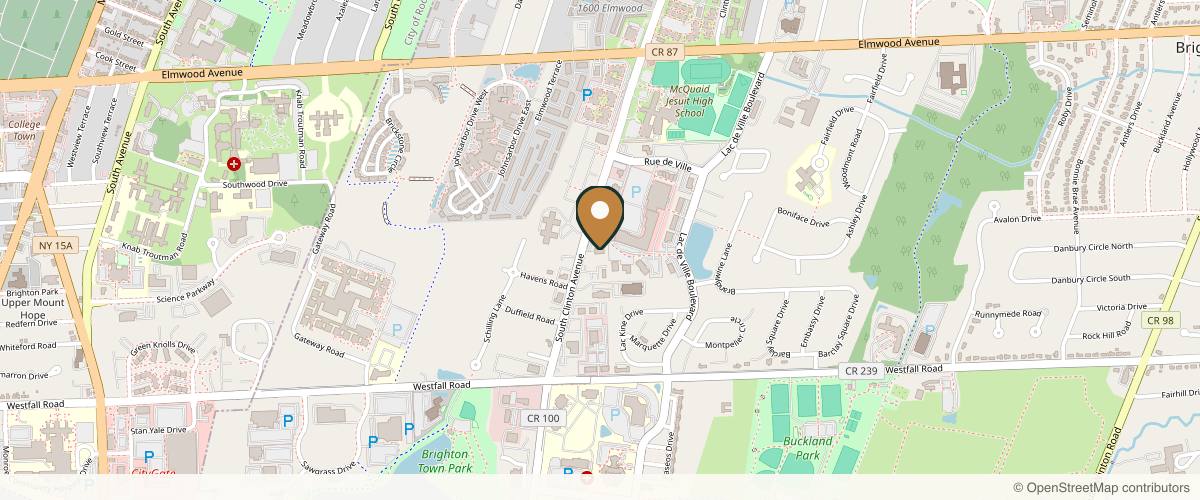 Map showing the exact location of Envision Oculofacial Plastic Surgery Center and Medical Spa at 2020 S Clinton Ave, Rochester, NY 14618, USA