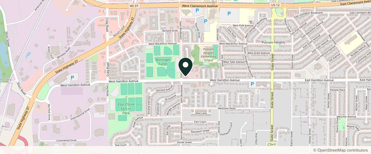 Map showing the exact location of Enza Medispa at 3221 Stein Blvd Ste 2, Eau Claire, WI 54701, USA