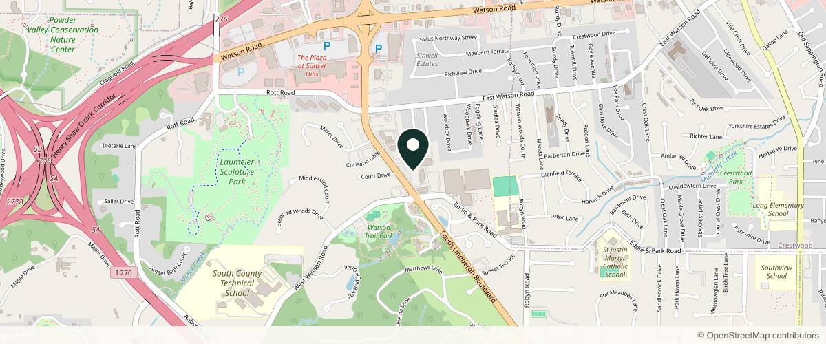 Map showing the exact location of EOS Medical Spa at 3860 S Lindbergh Blvd Ste 108, St. Louis, MO 63127, USA