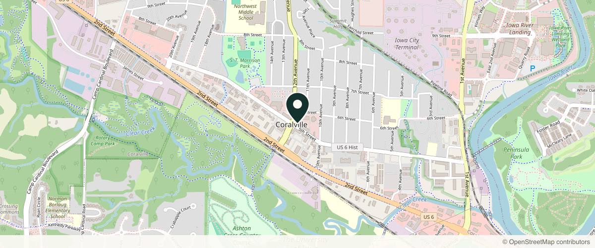 Map showing the exact location of Epiphany Dermatology at 501 12th Ave Ste 101, Coralville, IA 52241, USA