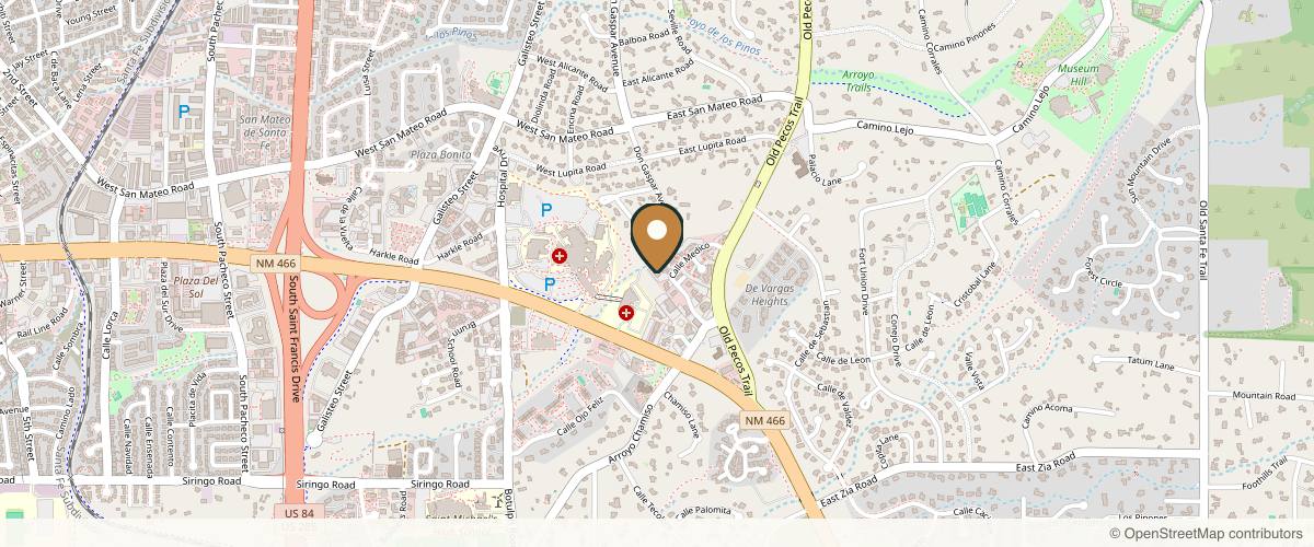 Map showing the exact location of Epiphany Dermatology at 5 Cll Medico Ste A, Santa Fe, NM 87505, USA