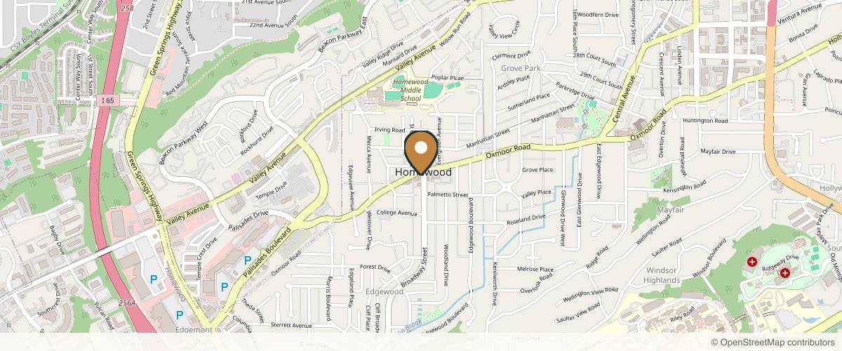 Map showing the exact location of Escape Day Spa at 100 Broadway St, Birmingham, AL 35209, USA