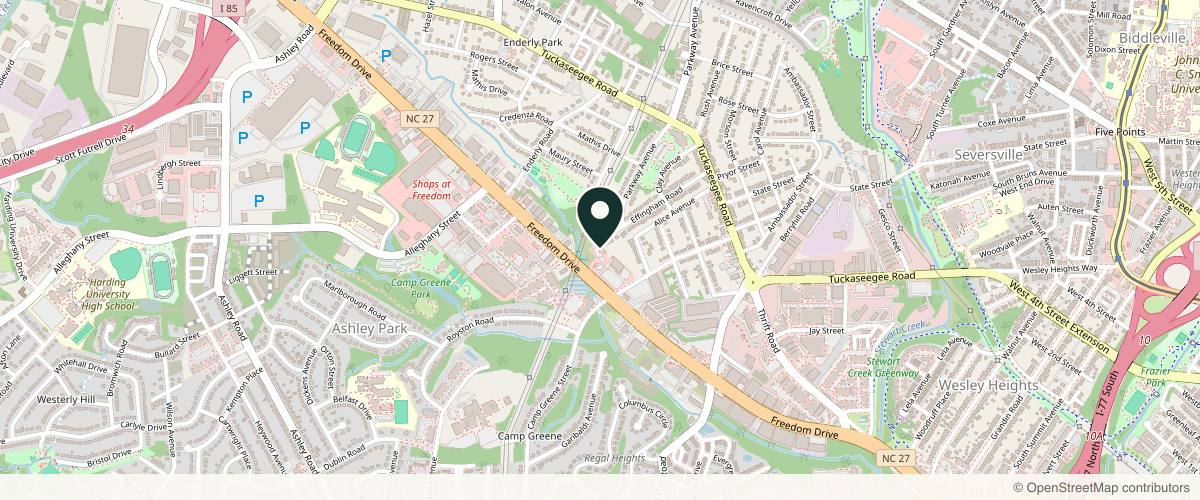 Map showing the exact location of Esse Dermatology at 2550-B Freedom Dr, Charlotte, NC 28208