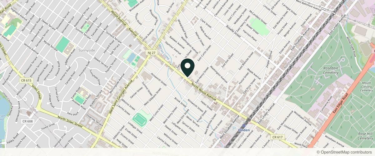 Map showing the exact location of Essence Med Spa at 632 N Wood Ave, Linden, NJ 07036, USA