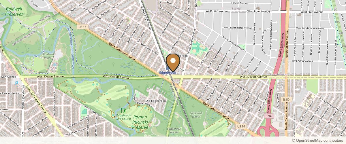 Map showing the exact location of Essence Medspa & Wellness Center at 6413 N Kinzua Ave, Chicago, IL 60646, USA