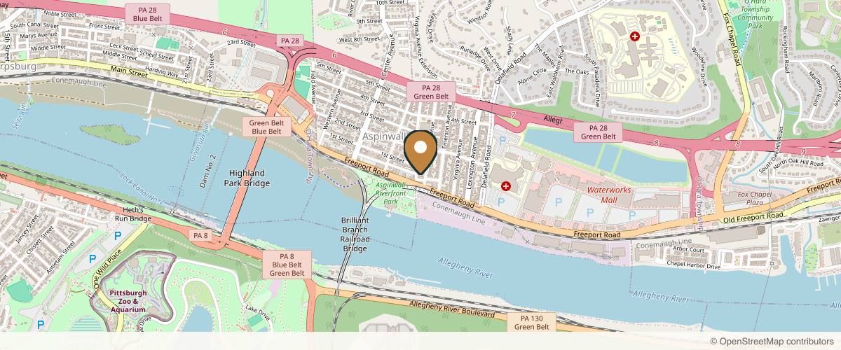Map showing the exact location of Esspa Kozmetika Organic Day Spa and Skincare Salon at 17 Brilliant Ave 1st floor, Pittsburgh, PA 15215, USA