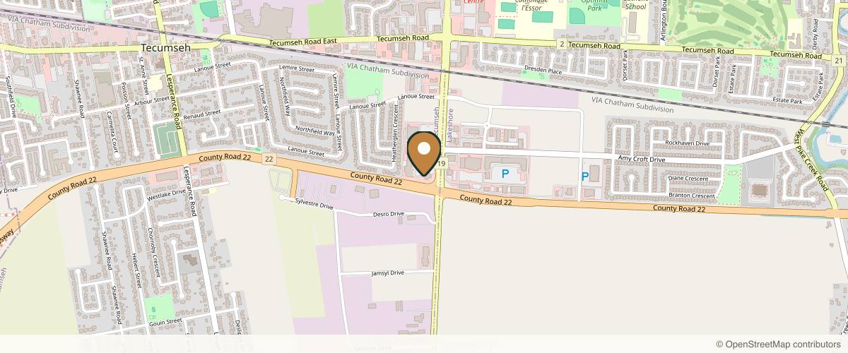 Map showing the exact location of Esteem Medical Esthetics at 1695 Manning Rd, Tecumseh, ON N8N 2L9, Canada