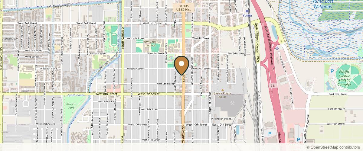 Map showing the exact location of Esthela Pimienta for Beautiful Skin at 642 S 4th Ave, Yuma, AZ 85364, USA