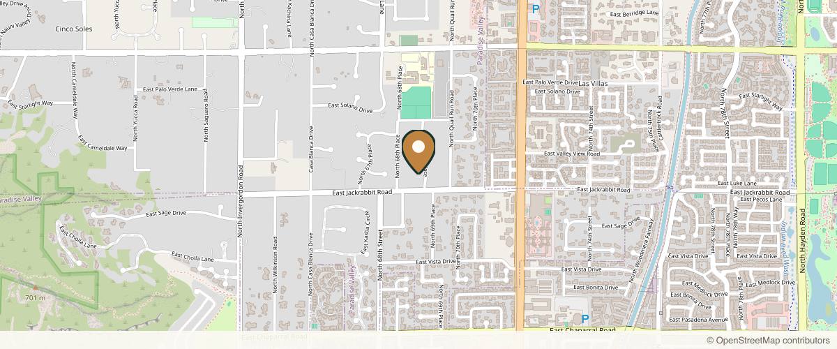 Map showing the exact location of Esthetic Finesse at 5520 N 69th Pl, Paradise Valley, AZ 85253, USA