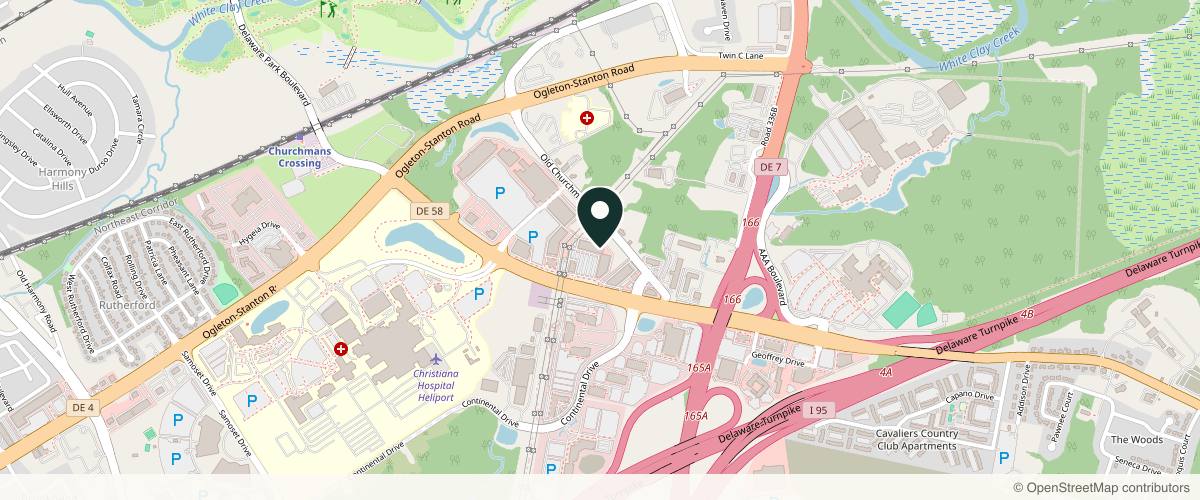 Map showing the exact location of Esthetica Medspa Newark at Center Point Plaza, 1233-B Churchmans Rd, Newark, DE 19713, USA