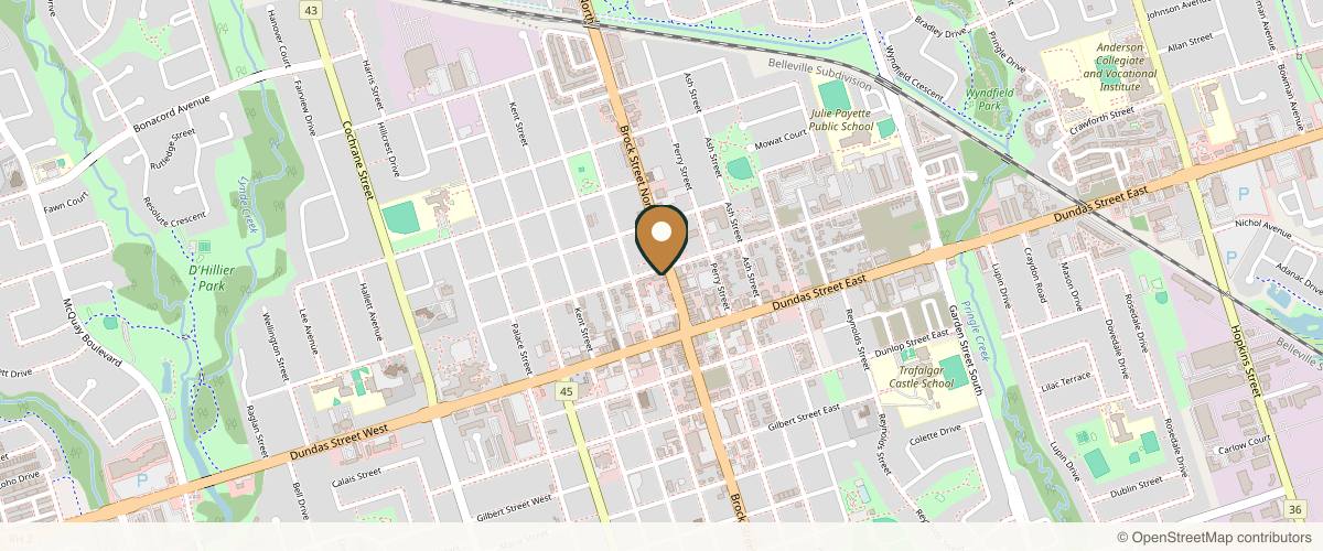 Map showing the exact location of Eternal Glow Medical Aesthetics at 101 Mary St W Unit B4, Whitby, ON L1N 2R4, Canada