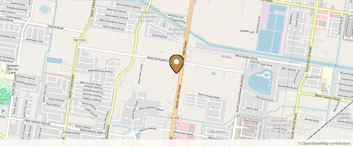 Map showing the exact location of Eternal Wellness MedSpa & Salon at 8801 N 10th St, McAllen, TX 78504, USA