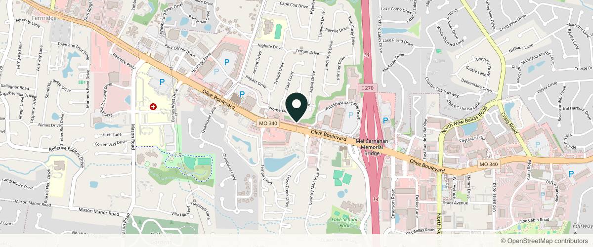 Map showing the exact location of Eternity Med Spa at 12309 Olive Blvd, Creve Coeur, MO 63141, USA