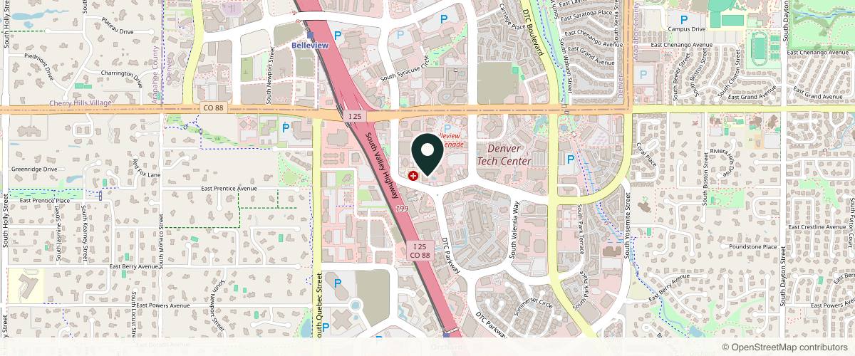 Map showing the exact location of Eunoia Med Spa at 5295 DTC Pkwy, Greenwood Village, CO 80111, USA