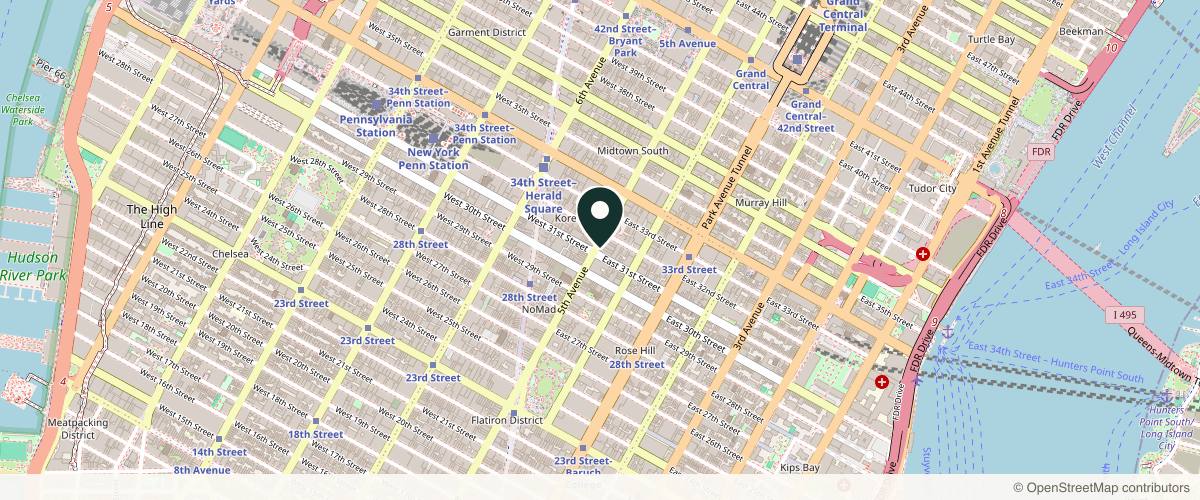 Map showing the exact location of Eureka Body Care and Spa + Medspa, Botox at 303 5th Ave 4th floor, Suite 407, New York, NY 10016, USA