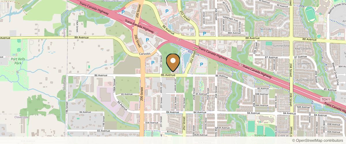 Map showing the exact location of Eve Therapy - Langley Willoughby at 20161 86 Ave B100, Langley Twp, BC V2Y 2C1, Canada