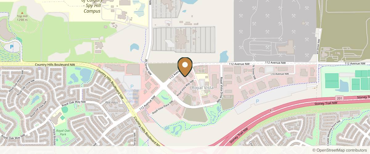 Map showing the exact location of Evergreen Cosmetic - Royal Oak at 12 Royal Vista Way NW #1114, Calgary, AB T3R 0N2, Canada