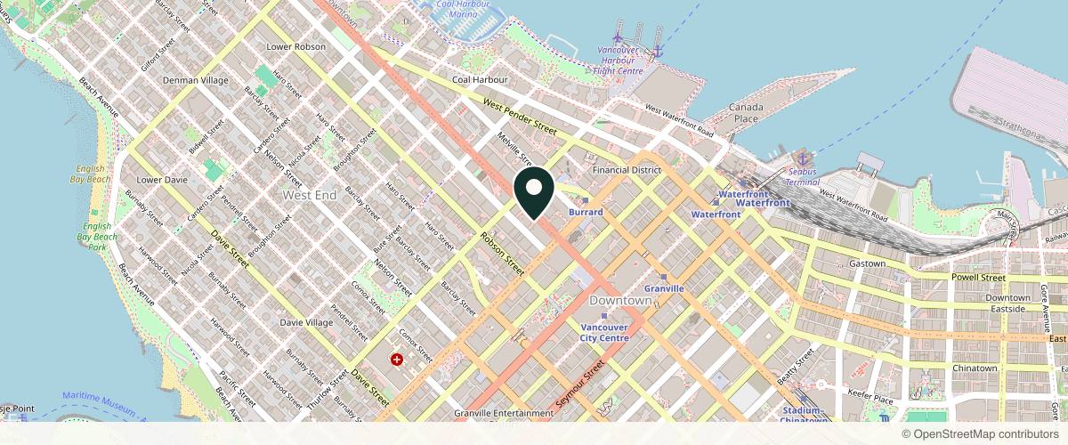 Map showing the exact location of EverYoung Laser & Skin Clinic Vancouver at 1038 W Georgia St, Vancouver, BC V6E 4H1, Canada
