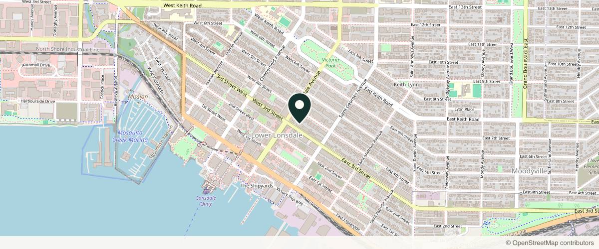 Map showing the exact location of EverYoung Laser & Skin Clinics - North Vancouver Cosmetic Botox Clinic at 122 E 3rd St, North Vancouver, BC V7M 2G2, Canada