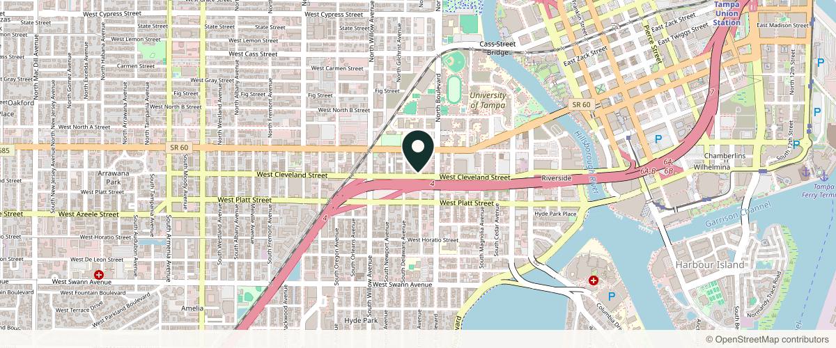 Map showing the exact location of EVO Medical Spa at 1001 W Cleveland St, Tampa, FL 33606, USA