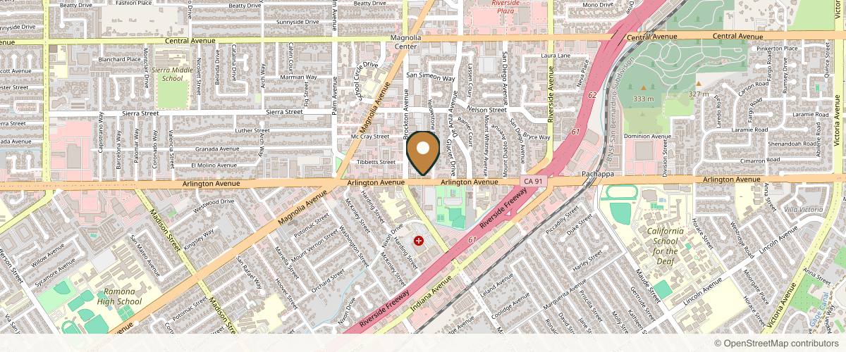 Map showing the exact location of Evolution Skyn Aesthetics - Dermaplaning + Acne Expert + DMK Facialist at 3679 Arlington Ave Ste E, Riverside, CA 92506, USA