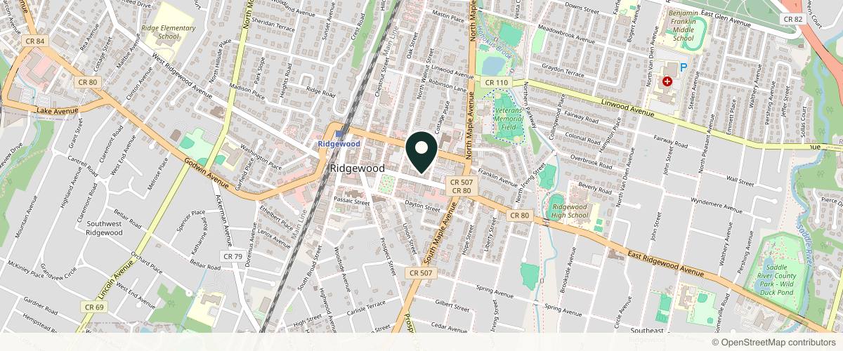 Map showing the exact location of Evolve Med Spa at 189 E Ridgewood Ave, Ridgewood, NJ 07450, USA