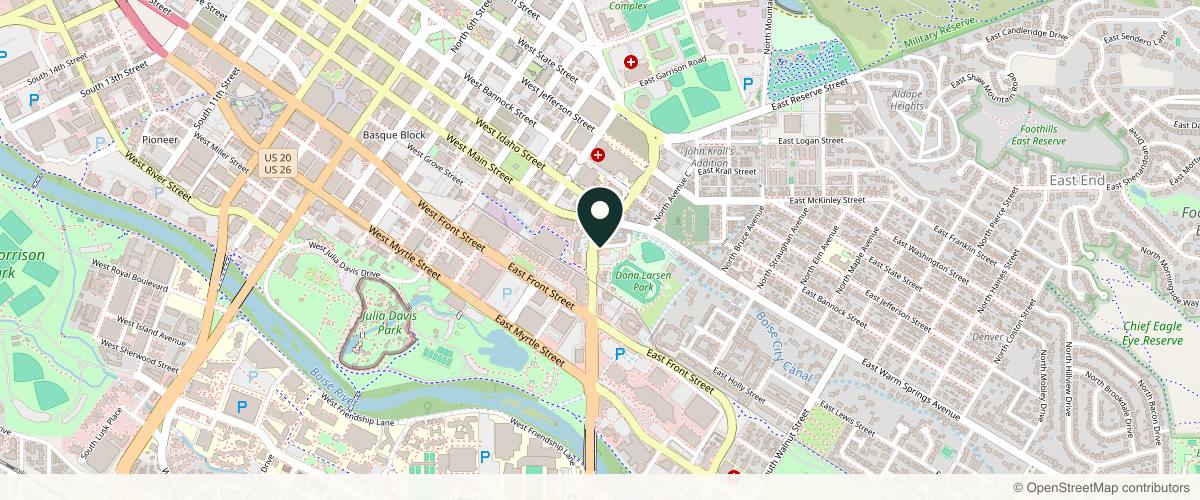 Map showing the exact location of Evoqe Medical Aesthetics at 124 S Broadway Ave, Boise, ID 83702, USA