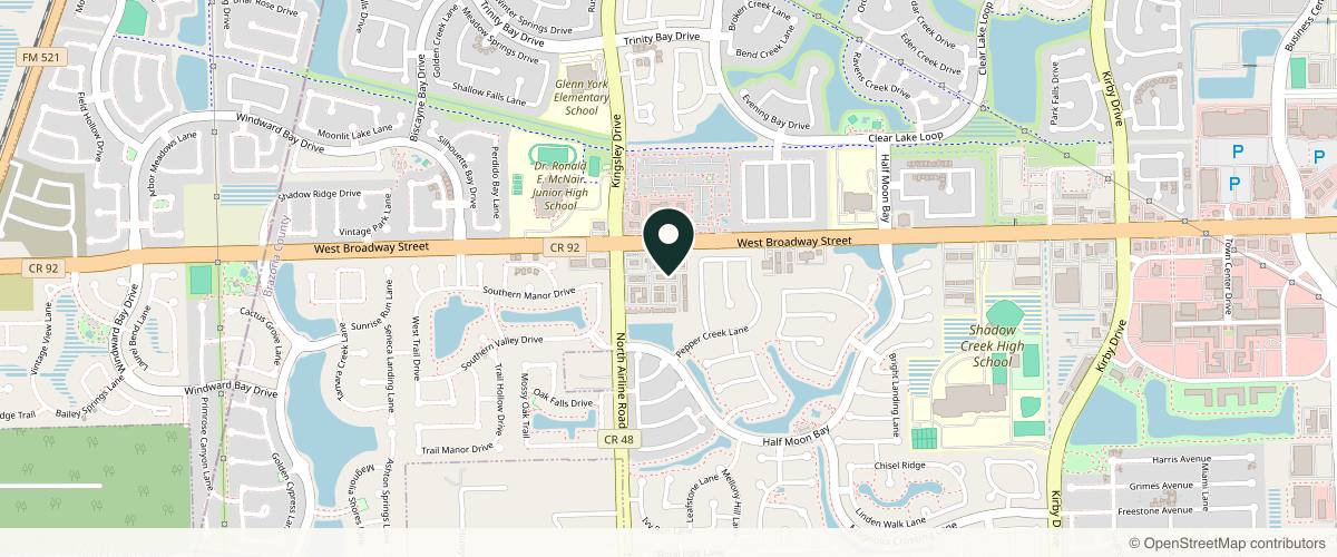 Map showing the exact location of Exclusively Radiant Aesthetics & Regenerative Medicine at 3129 Kingsley Dr Ste 1710, Pearland, TX 77584, USA