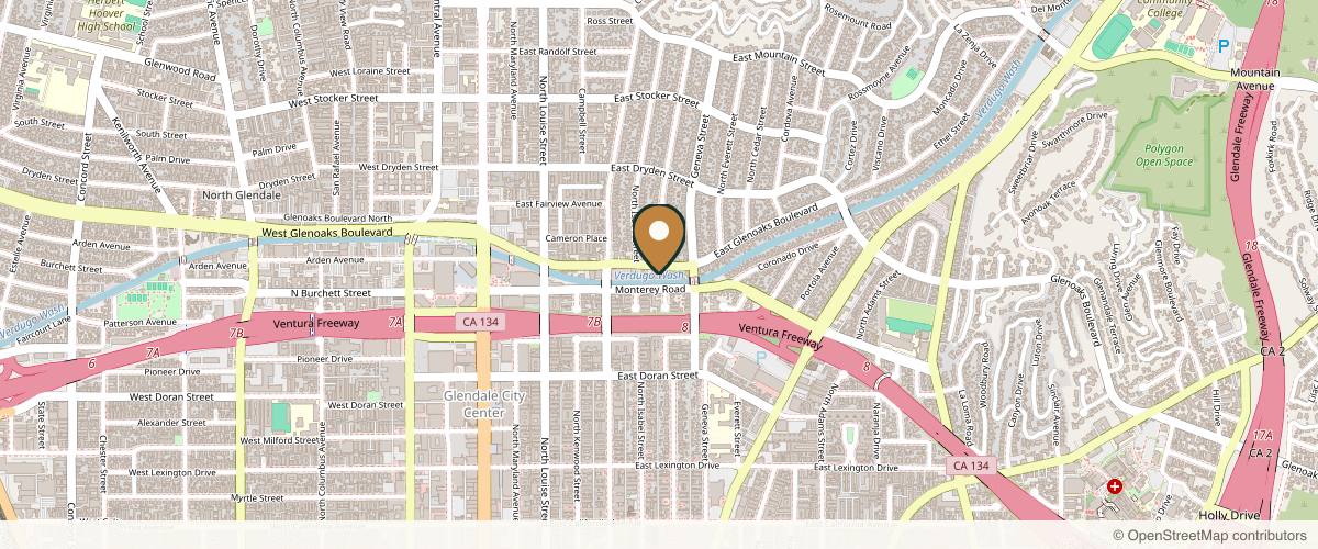 Map showing the exact location of Exelus Med Spa at 616 E Glenoaks Blvd Ste 202, Glendale, CA 91207, USA