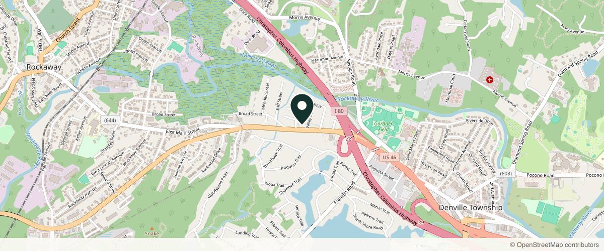 Map showing the exact location of Exhibit Medical Aesthetics & Skincare at 282 W Main St, Denville, NJ 07834, USA