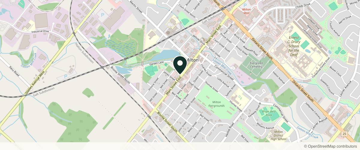Map showing the exact location of Exquisite medi spa at 159 Main St E #207, Milton, ON L9T 1S2, Canada