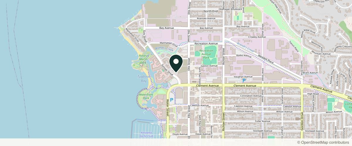 Map showing the exact location of External Affairs Medical Spa Kelowna at 1185 Sunset Dr, Kelowna, BC V1Y 0J5, Canada