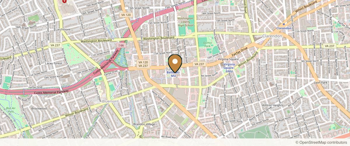 Map showing the exact location of Eyes on Skin Aesthetics at Metro Center, 901 N Stuart St #210, Arlington, VA 22203, USA