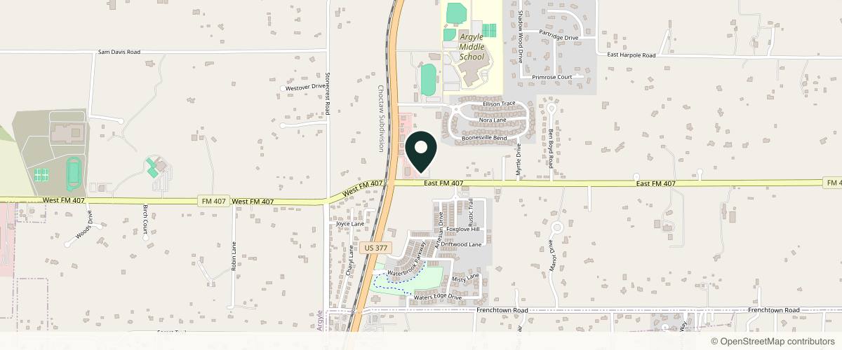 Map showing the exact location of FĀC Aesthetics at 125 FM 407 Ste 200, Argyle, TX 76226, USA