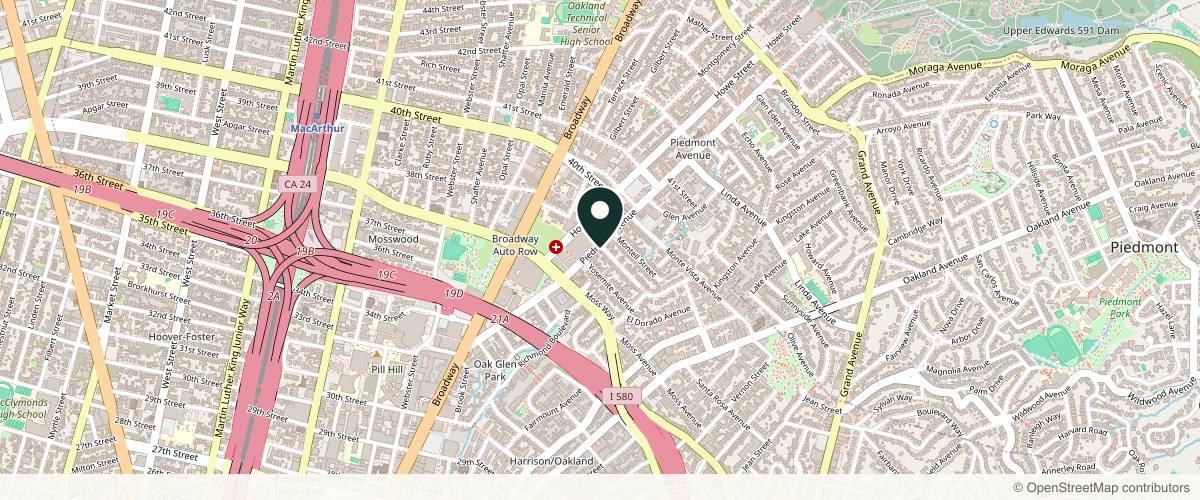 Map showing the exact location of FACE at 3830 Piedmont Ave, Oakland, CA 94611, USA