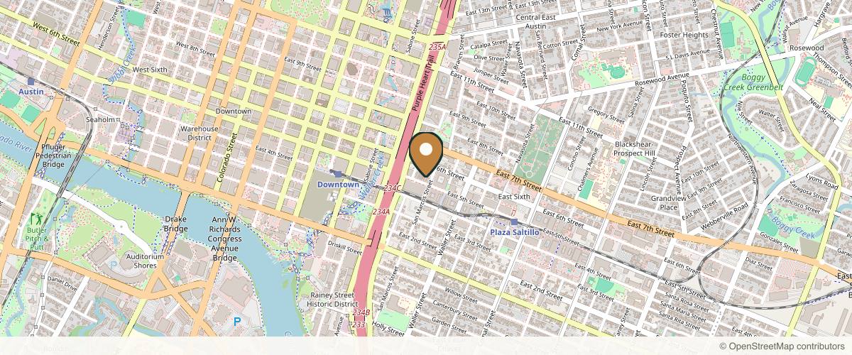 Map showing the exact location of Face By Leyla at 500 San Marcos St Ste 208, Austin, TX 78702, USA