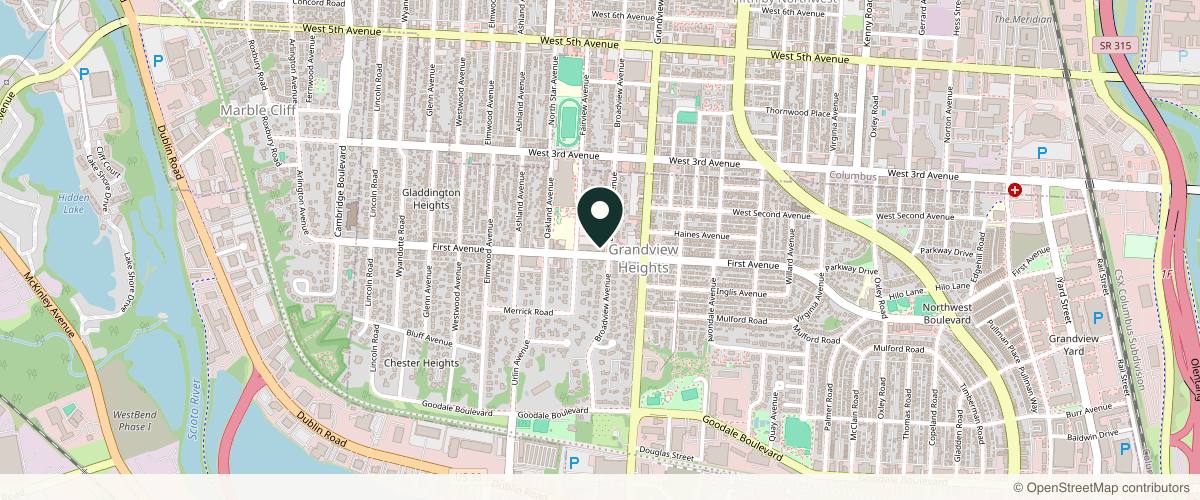 Map showing the exact location of Face Forward Aesthetics at 1562 W 1st Ave, Columbus, OH 43212, USA