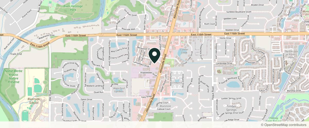 Map showing the exact location of Face Forward Aesthetics at 11530 Allisonville Rd #155, Fishers, IN 46038, USA