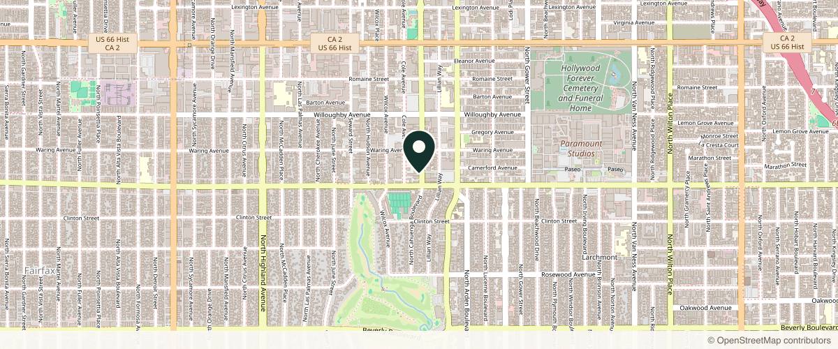 Map showing the exact location of Face of Jules at 717 N Cahuenga Blvd, Los Angeles, CA 90038, USA